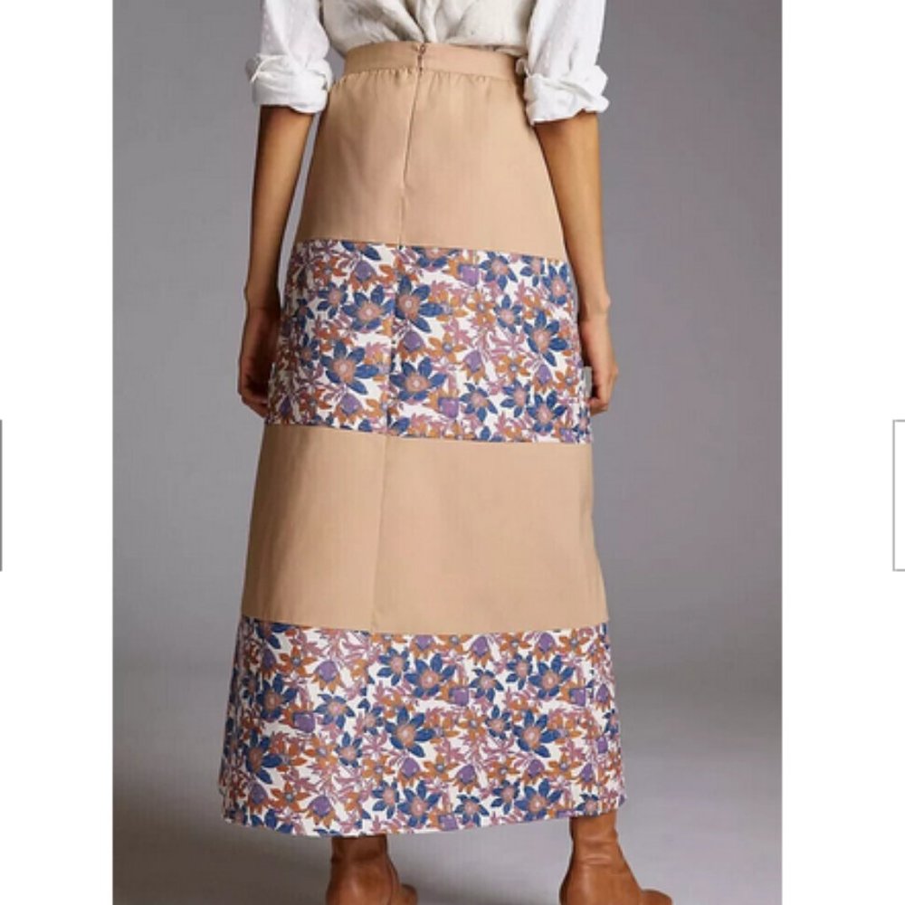 Anthropologie Sachin & Babi NWT Jacquard Tiered Maxi Skirt Belted Bohemian - Picture 3 of 6